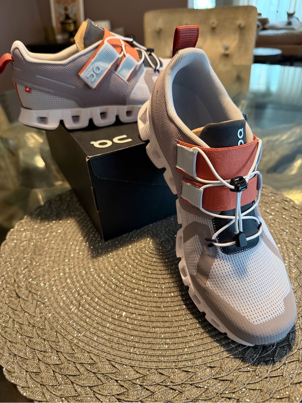 On Running Women's Athletic Sneakers in White and Coral